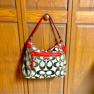 Coach Beige and Orange Shoulder Bag